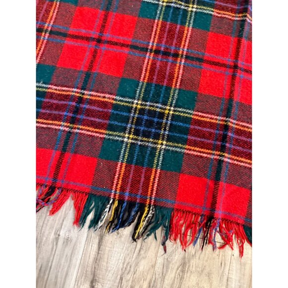 Vtg All Wool Glentana Scotland Plaid Fringed Throw Blanket Sofa Cabin core - Picture 2 of 9